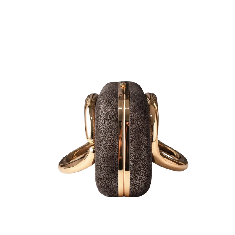 Sculptural Gold Handle Clutch Bag - Image 2