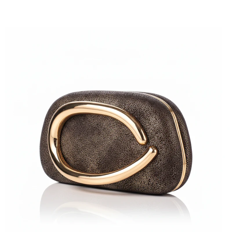 Sculptural Gold Handle Clutch Bag - Image 3