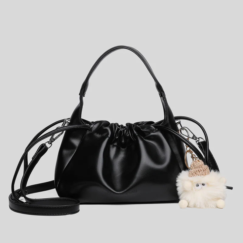 Soft Leather Cloud Pleated Handbag - Image 7
