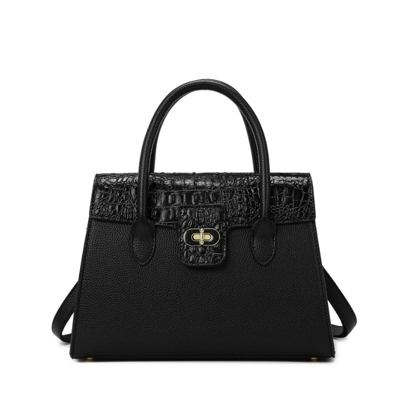Sophisticated Embossed Top Handle Handbag - Image 6