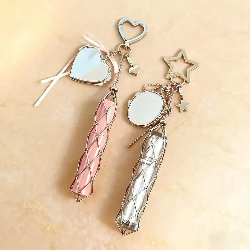 Starry Glow Mirror & Lipstick Style Keychain - Image 4