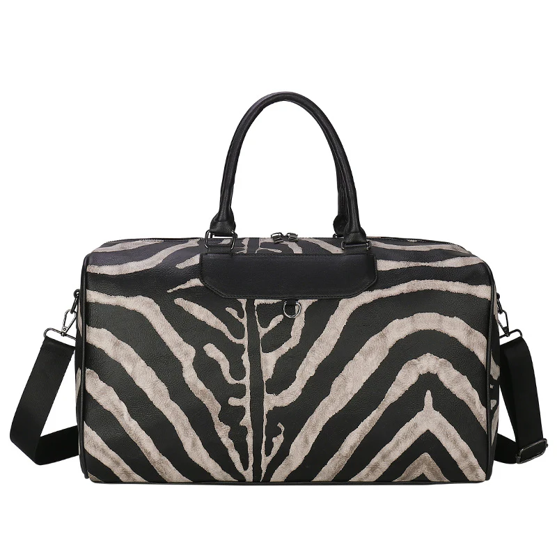 Striped PU Leather Sports Duffle Bag - Image 5