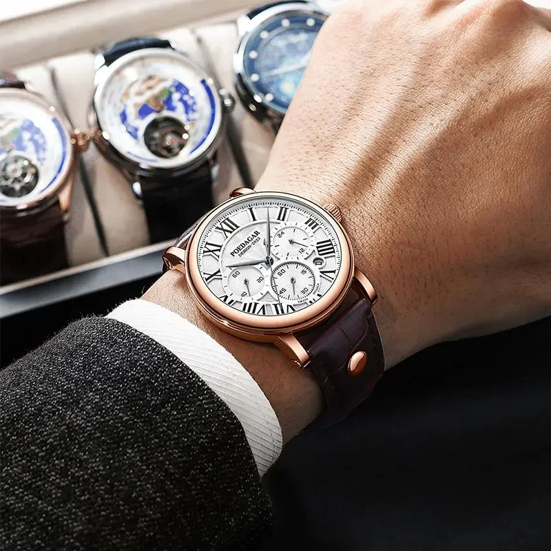 Ultra Thin Leather Strap Quartz Watch - Image 4