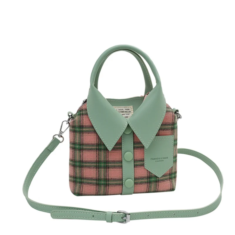 Unique Plaid Collar Style Mini Handbag - Image 5