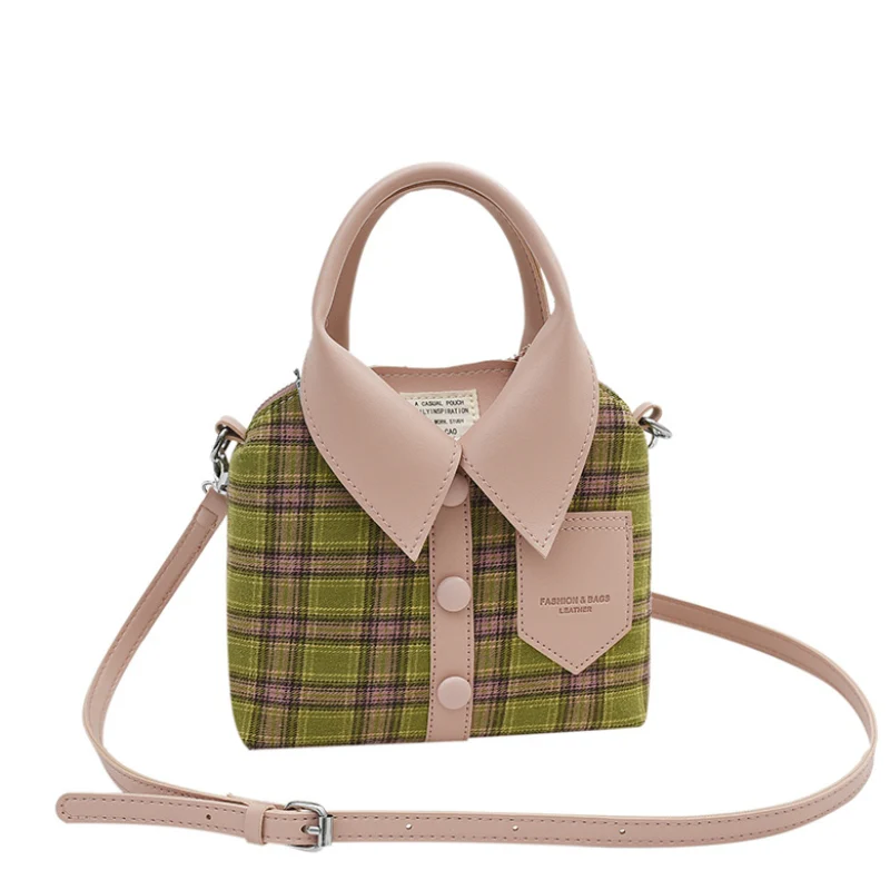 Unique Plaid Collar Style Mini Handbag - Image 6