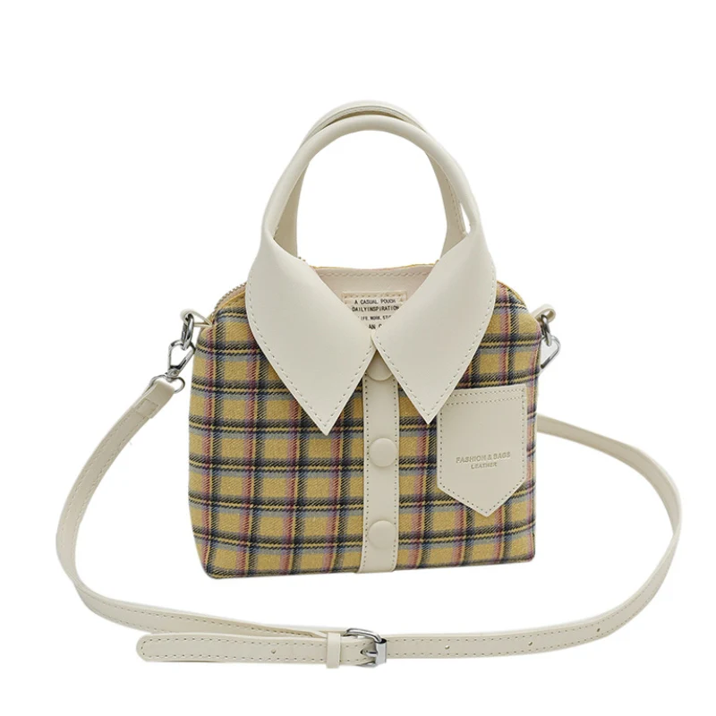 Unique Plaid Collar Style Mini Handbag - Image 7