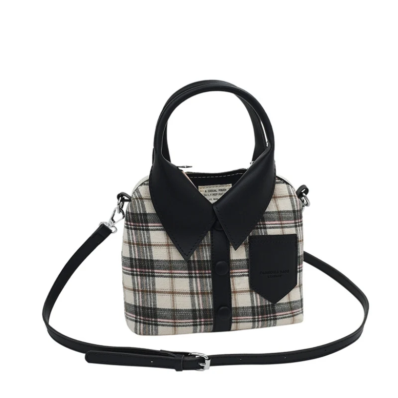 Unique Plaid Collar Style Mini Handbag - Image 8