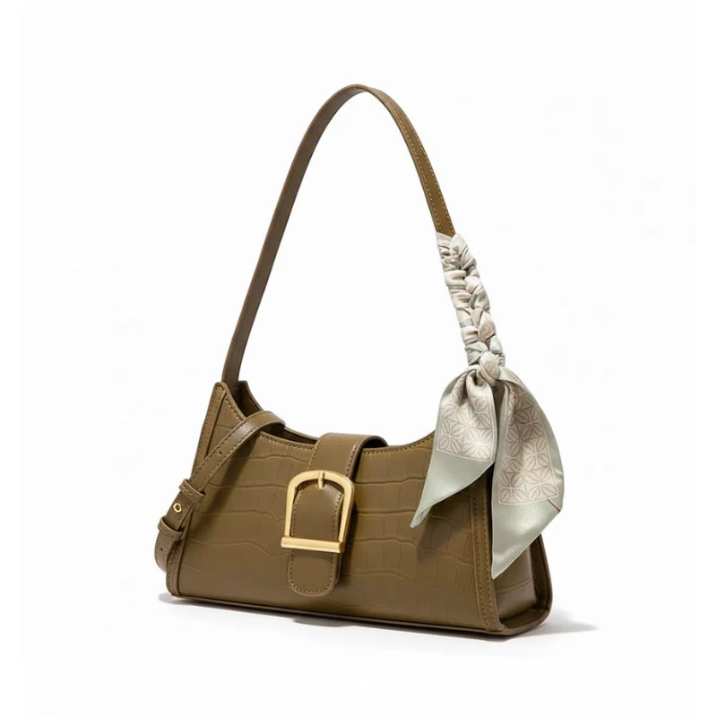 Vintage Buckle Baguette Shoulder Bag - Image 2