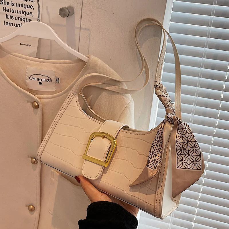 Vintage Buckle Baguette Shoulder Bag - Image 8