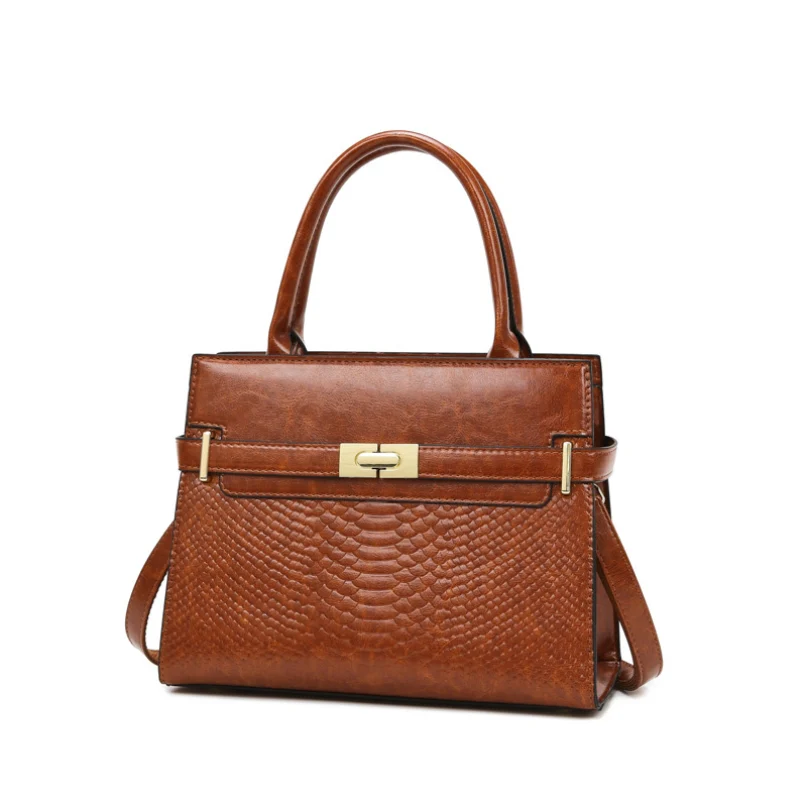 Vintage Structured Embossed Top Handle Handbag - Image 2