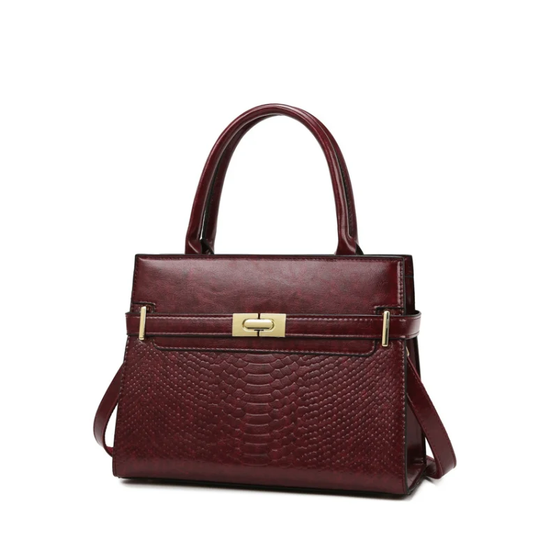 Vintage Structured Embossed Top Handle Handbag - Image 7