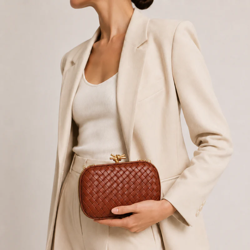 Virelle Woven Elegance Clutch Bag - Image 4
