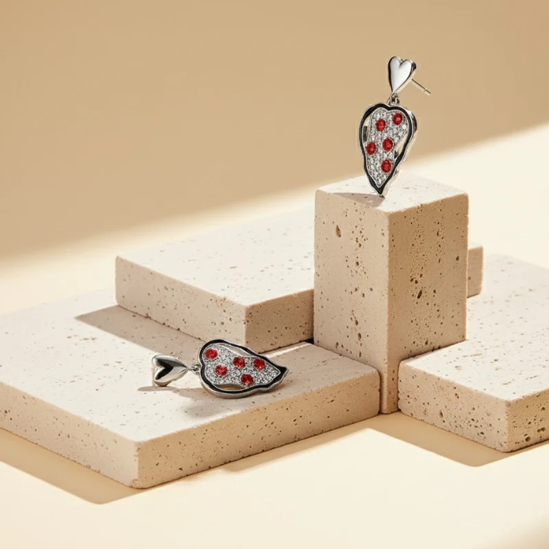 White Zircon Heart Earrings - Image 3