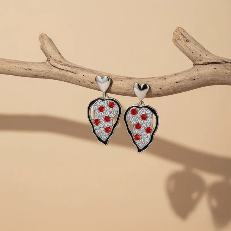 White Zircon Heart Earrings - Image 4