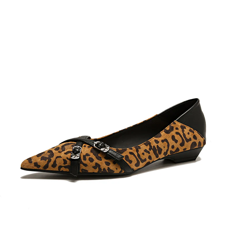 Women’s Pointed Toe Buckle Strap Low Heel Pumps - Image 6