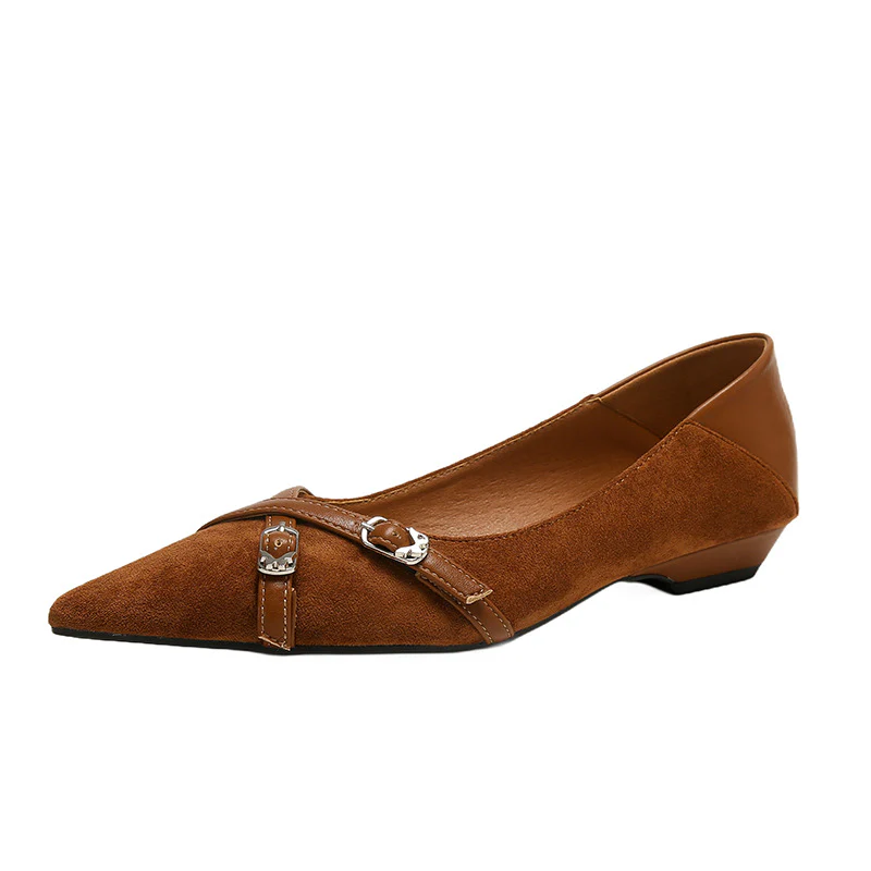 Women’s Pointed Toe Buckle Strap Low Heel Pumps - Image 7