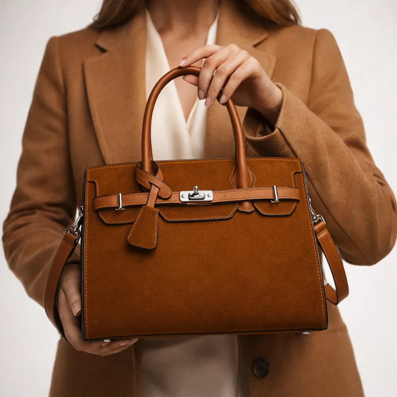 Women’s Suede Platinum Handbag - Image 4