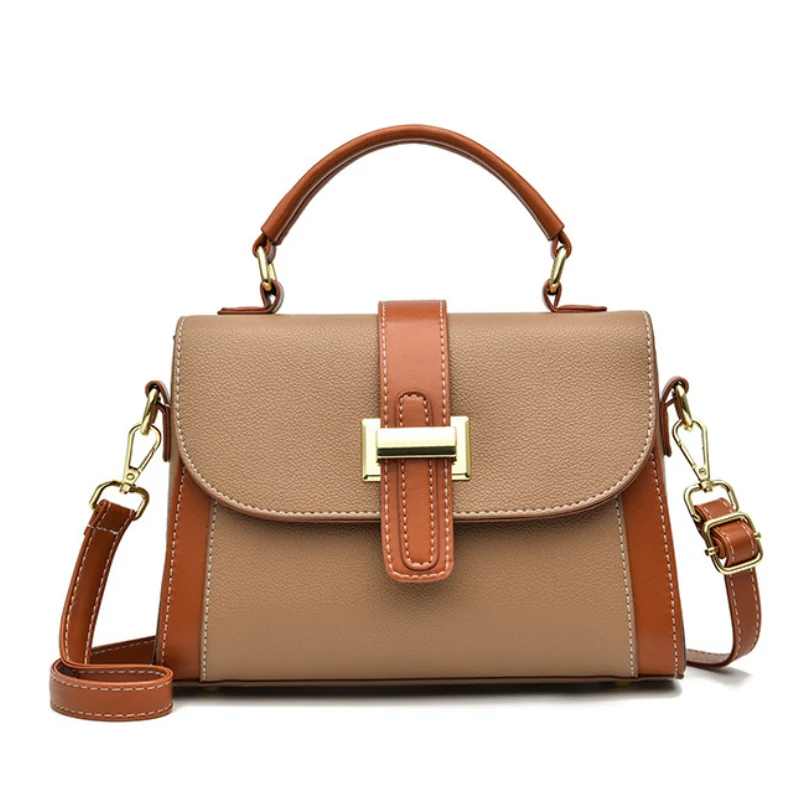 Women's Elegant Contrast-Stitched Handbag