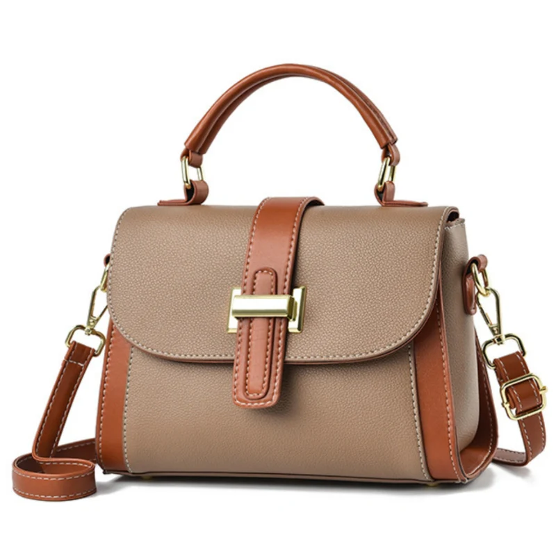 Women's Elegant Contrast-Stitched Handbag - Image 2