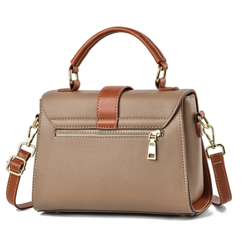 Women's Elegant Contrast-Stitched Handbag - Image 3