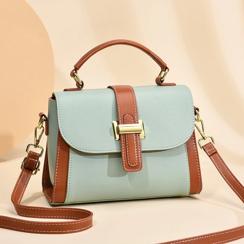 Women's Elegant Contrast-Stitched Handbag - Image 5