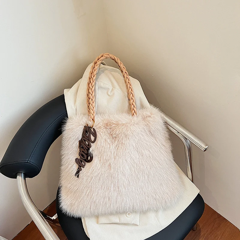 Women's Luxury Shaggy Faux-Fur Statement Tote Bag - Image 6