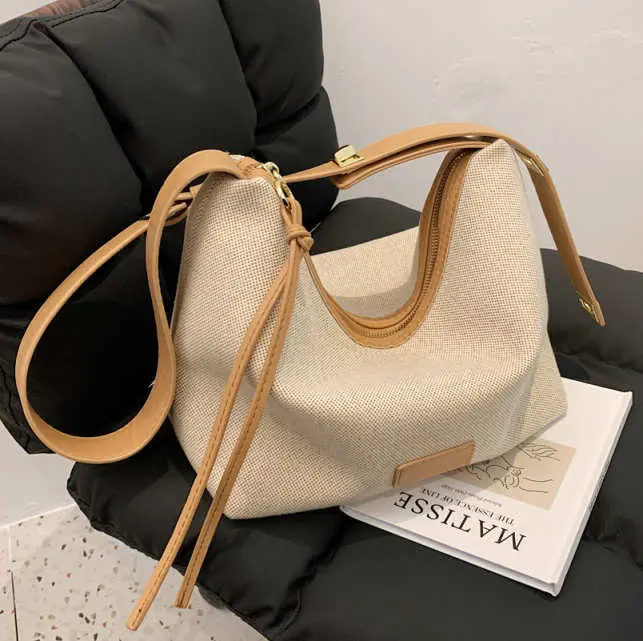 Versatile Large Capacity Canvas Underarm Shoulder Bag - Image 2