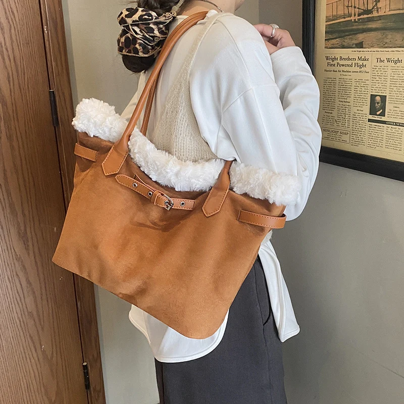 Women's Professional Plush Trim Tote Bag - Image 4