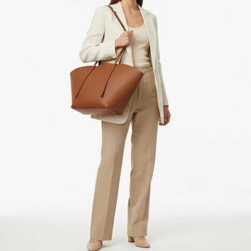 Women's Sculpted Winged Minimalist Large Tote Bag - Image 6