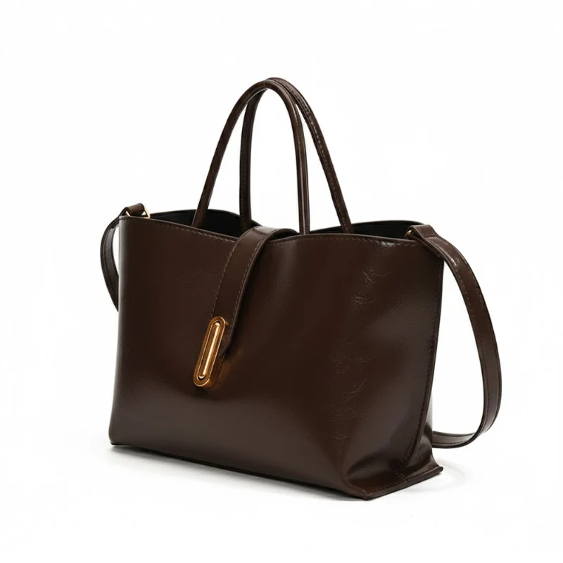 Women's Sleek Glossy Vegan Leather Handbag - Image 2
