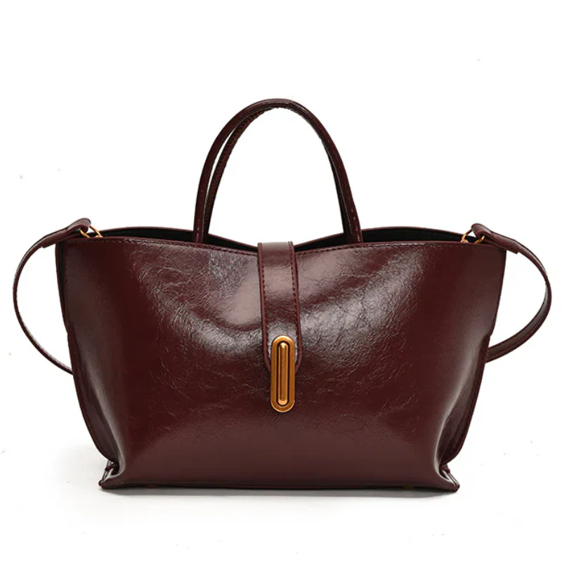Women's Sleek Glossy Vegan Leather Handbag - Image 6