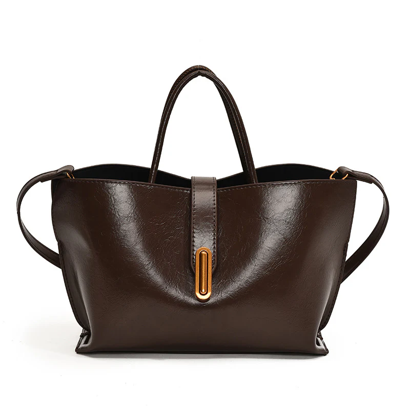Women's Sleek Glossy Vegan Leather Handbag - Image 7