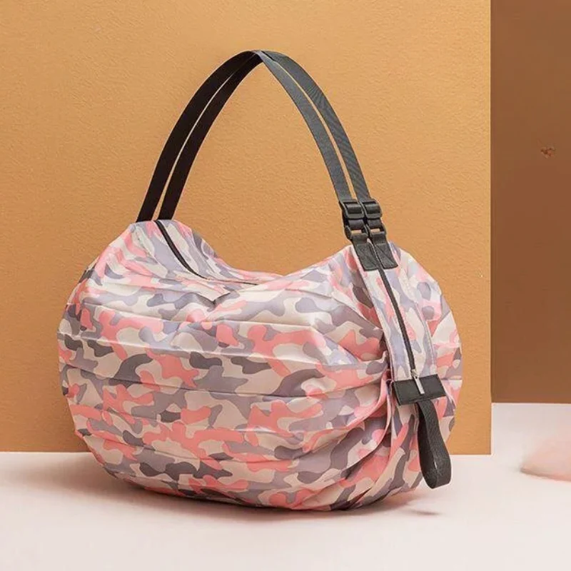 Women's Versatile Camo Print Pleated Foldable Shoulder Bag - Image 3