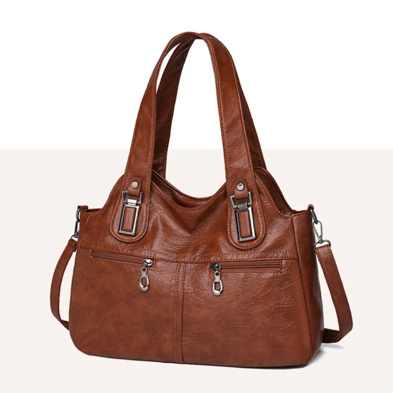 Women's Versatile Textured Multi Zip Shoulder Bag - Image 2