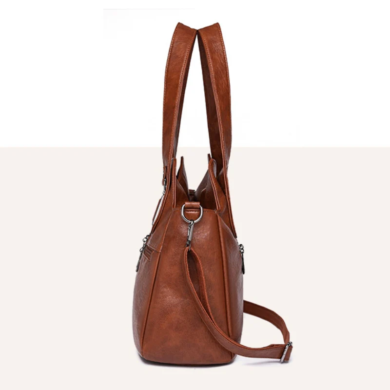 Women's Versatile Textured Multi Zip Shoulder Bag - Image 3
